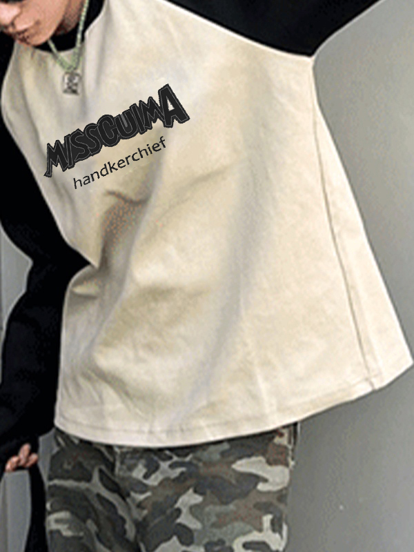 Camiseta suelta de manga larga con estampado vintage raglán para hombre-1