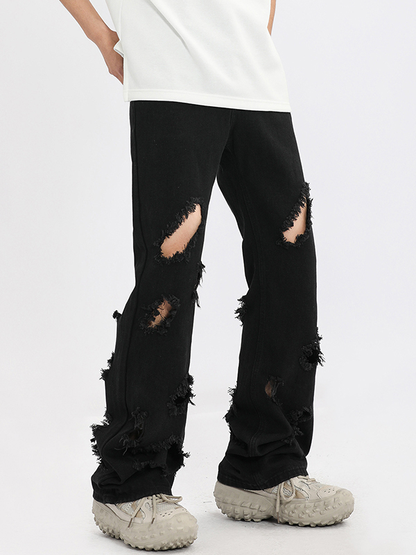 Vaqueros holgados con diseño de varios jirones para hombre-2