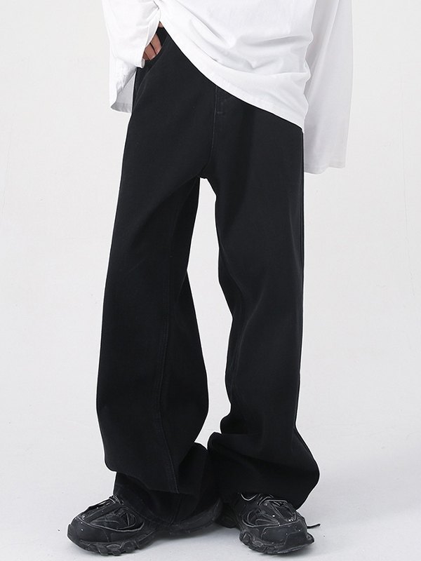 Jeans sueltos de pierna recta con cintura semielástica para hombre-3