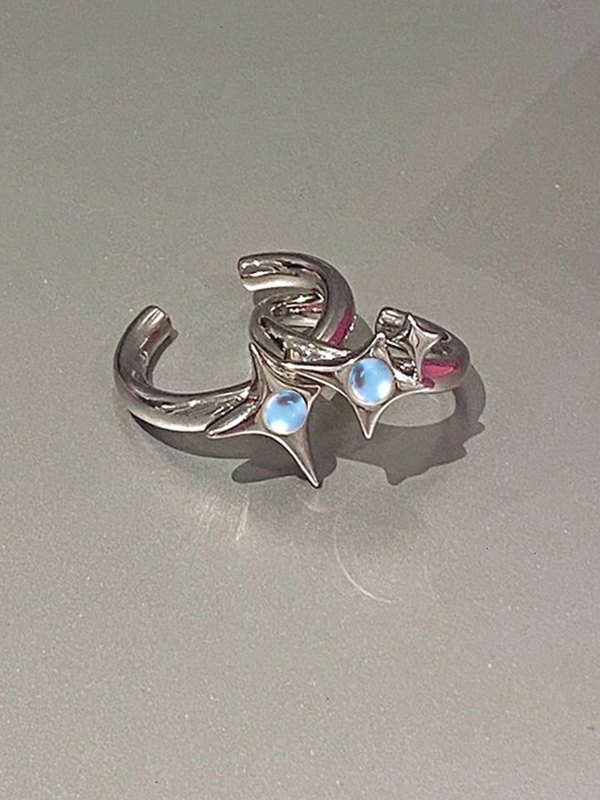 Anillo abierto de piedras preciosas con piedra lunar astral-3