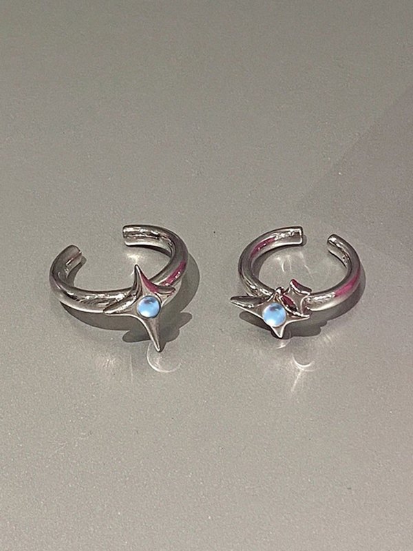 Anillo abierto de piedras preciosas con piedra lunar astral-2