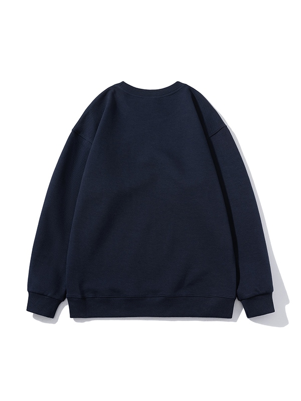 Sudadera de cuello redondo de sarga de color liso para hombre-1