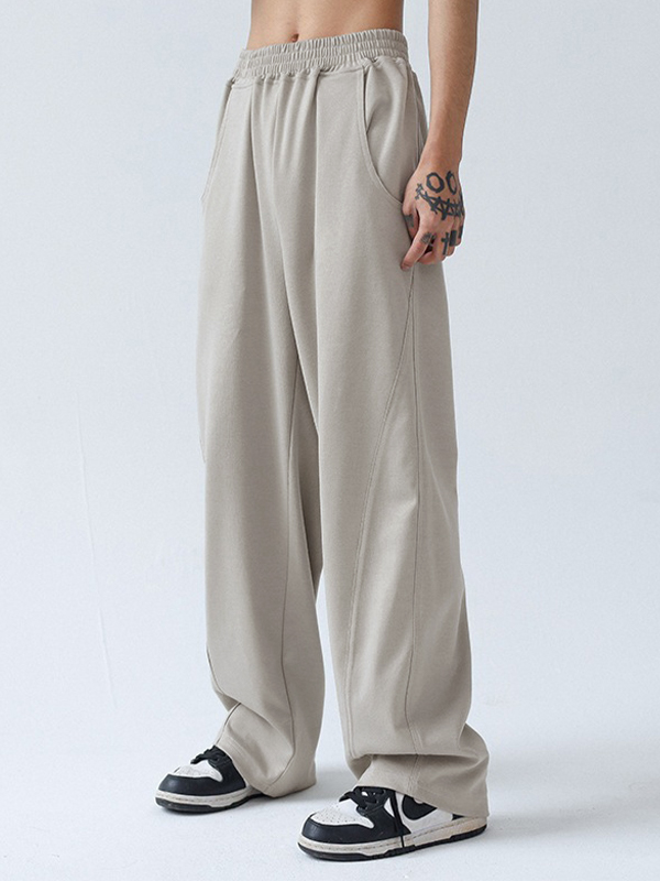 Pantalones casuales sueltos con paneles para hombre-1