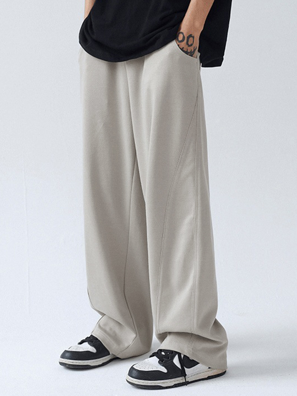 Pantalones casuales sueltos con paneles para hombre-4