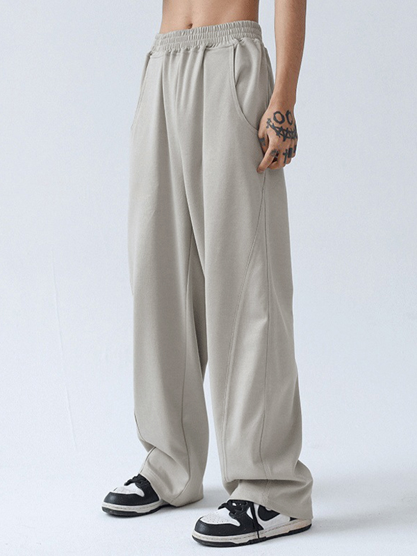 Pantalones casuales sueltos con paneles para hombre-5