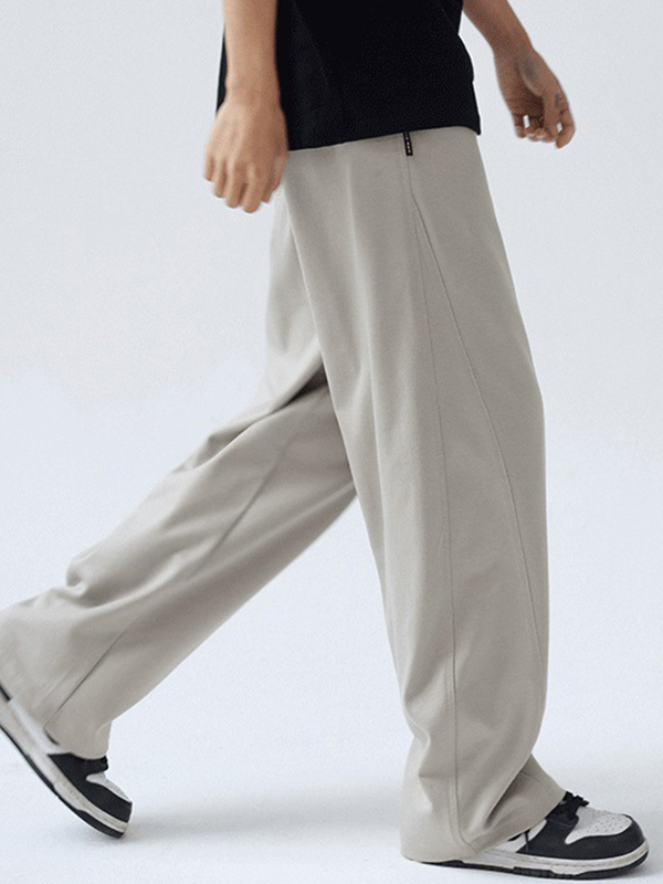 Pantalones casuales sueltos con paneles para hombre-3