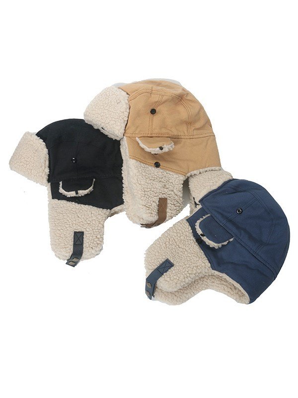 Gorro de aviador de forro polar cálido con paneles-1