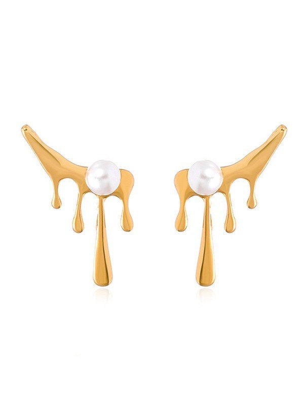 Aretes de perlas de imitación con goteo irregular-1