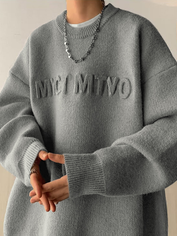 Jersey de hombre en jacquard con letras tridimensionales-2