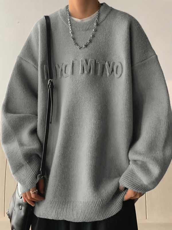 Jersey de hombre en jacquard con letras tridimensionales-1
